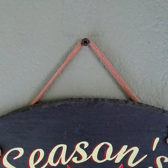 Christmas Painted Slate "Season's Greetings" Red Poinsettias 12 3/4" x 9 3/4" - Picture 7 of 10